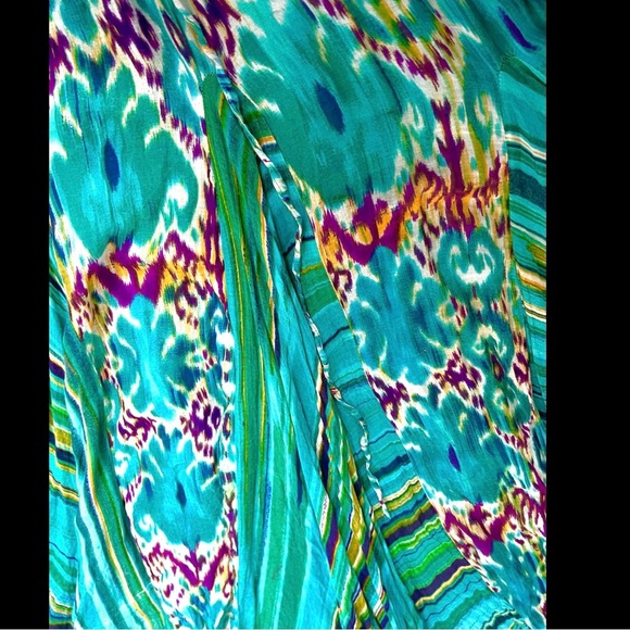 Vintage boho artsy fanning with lines & modern patterns maxi skirt - Picture 3 of 14